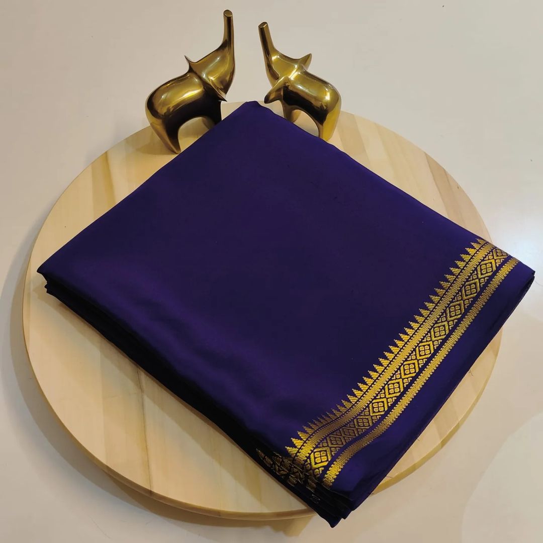 Navy blue mysore silk saree best sale