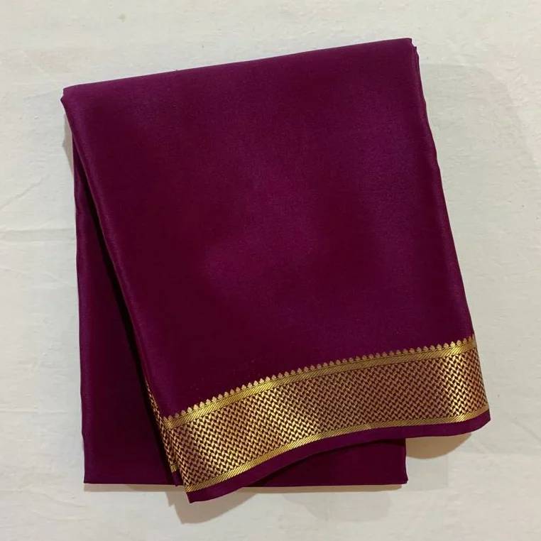 Wine Semi Mysore Silk Saree