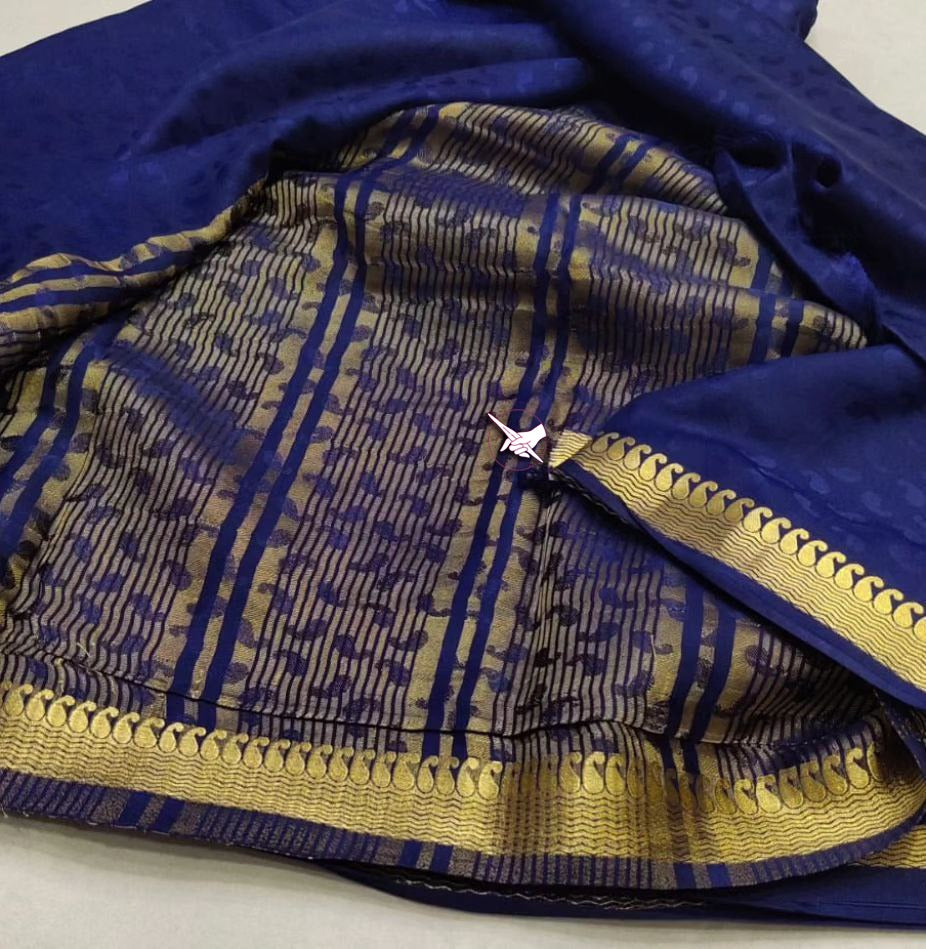 Blue Colour Semi Mysore Silk Saree