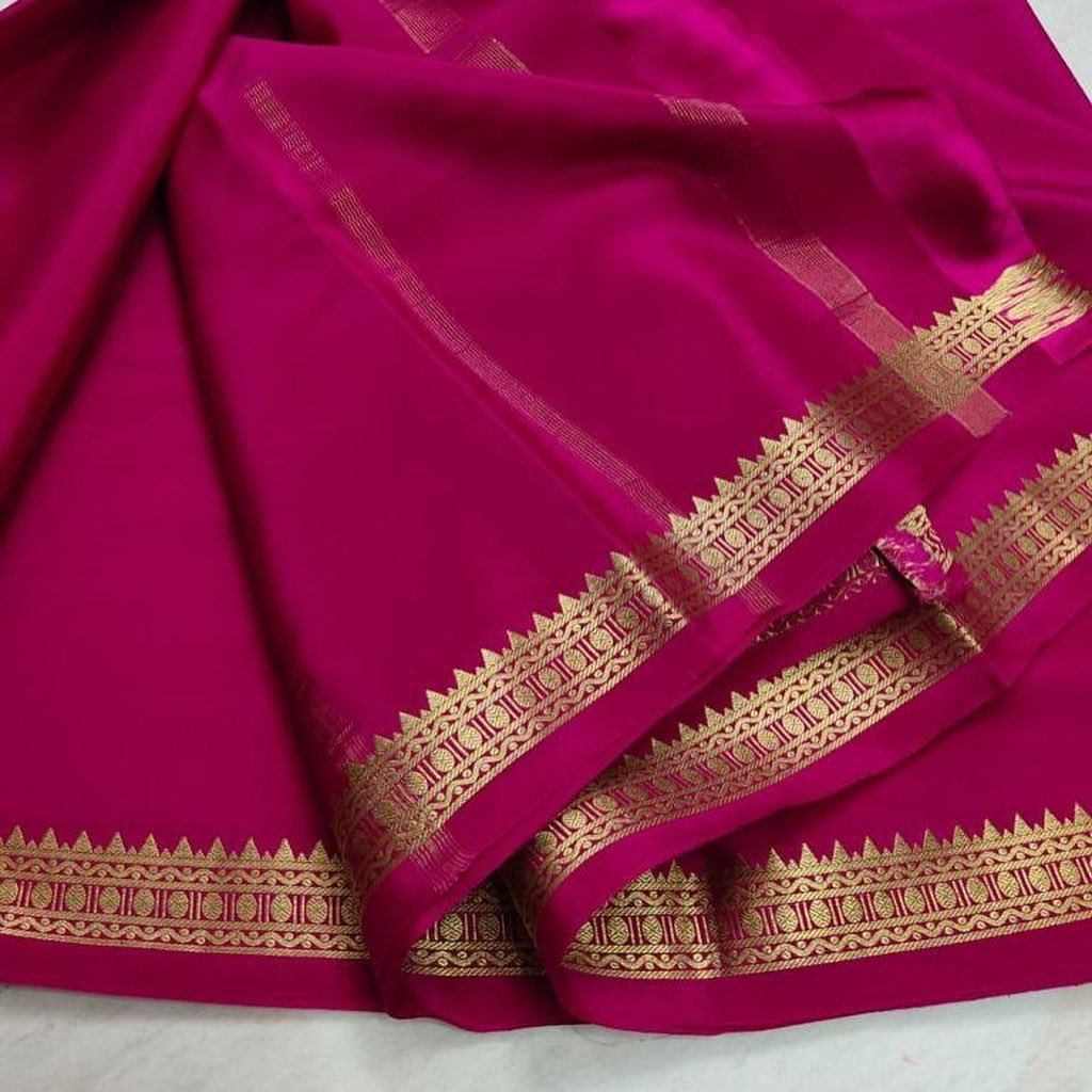 Pink Colour Semi Mysore Silk Saree